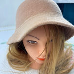 Wool Cloche‎ Hat Womens Tan Beige Vintage Style Soft Warm Fall Winter Photo 0