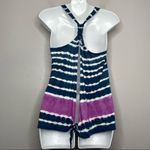 SOLOW Tie Dye Tank Top Womens Small Summer Boho Hippie Coastal Nautical Casual Blue Photo 6