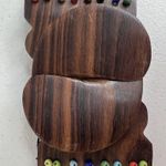 Vintage Beaded Wide Stretch Belt Carved Wood Buckle Boho Y2K Whimsy Hippie Photo 2