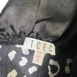 TCEC  Women's Black White Leopard Print V Neck Peplum Blouse Size S Photo 3