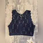Sequin Hearts Blue  Lace Crop Top Photo 3