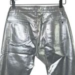 Kate Spade NWOT Women’s Metallic Straight Leg Denim Pants Silver Size 28 Photo 5