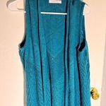 Allison Daley  Sleeveless Open-Knit Cardigan Vest – Teal, Size Medium Photo 0