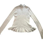 Anthropologie John & Jenn Gray Mock Neck Ribbed Ruffled Hem‎ Sweater Size Small Photo 0
