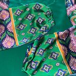 Bailey 44 an Anthropology Brand Green Top with Satin Patterned Sleeves Photo 2