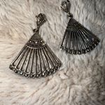 Sterling Silver Marcasite Fan Earrings 925 Dangle‎ Pierced Ears Photo 2