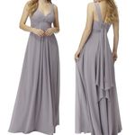Mori Lee NWT  Bridesmaids 21734 Chiffon V-neck Straps Sleeve Dress Dusk Size 8 Photo 1