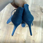 G.I.L.I. Peep Toe Bungee Front Ankle Booties Kaarina Denim Blue High Heels 8.5 Photo 3