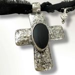 Free People  Lola Choker in Black NWT Cross Bohemian Velvet Necklace Photo 7