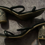 A New Day Black Heeled Sandals Snakeskin Print Block Heel Minimalist Style‎ Size 8 Photo 0