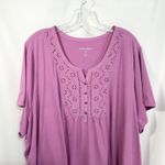 Woman Within Woman‎ Within Plus Size 34W 36W Top 4X Eyelet Blouse Short Sleeve Purple 433 Photo 2