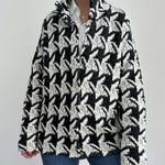 Chico's Jacket Womens XL Wool Blend Knit Cardigan Houndstooth Check Mock Neck Photo 2