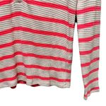 J.Crew  Striped Thermal Henley Top Neon Pink & Cream Size Medium Photo 3