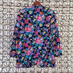 Vintage Gianni multi color over black floral silk single button blazer Pink Size M Photo 3