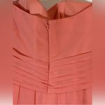 David's Bridal Strapless Short Crinkle Chiffon Front Cascade Dress Coral Reef 12 Photo 4