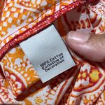 Indikka Women's Orange White Embroidered Beaded Cotton Tunic Top Size Large Photo 3