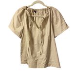 J.Crew TAN NECK TIE POPLIN PEASANT TOP Photo 1