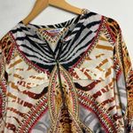 Peter Nygard Animal Print Abstract Tunic Top Sz Large Half Zip Blouse Photo 4