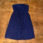 J Crew navy eyelet strapless semi formal layered mini dress Blue Size 6 Photo 2