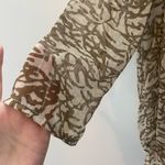 Chico's CHICO’S Beaded Neckline Sheer Blouse Womens Medium Turquiose Boho Print Earthy Photo 6