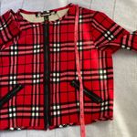 Cartise Red and Black Tartan Cropped Jacket with Zipper Size 4 Photo 5