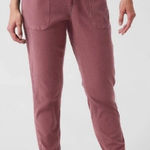 Athleta  Women's Farallon Joggers Dusty Pink Size Small Drawstring Cotton‎ Blend Photo 0