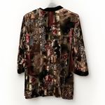 R&M Richards Top Women 8P Black Gold Red Metallic Velvet Burnout Cardigan Formal Photo 1