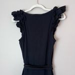 Nation Ltd Everleigh Frilly Ruffle Scoop Neck Tiered Belted Midi Dress Jet Black Photo 6