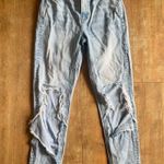 American Eagle Mom Jean Distressed High Rise Ripped Straight Leg Jeans Size 0 Photo 1
