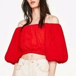 ZARA Size Small Red Orange Crop Top Photo 0