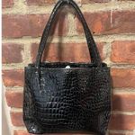 Vintage IFO New York Croc Embossed Patent Leather Bag Black Formal Photo 3