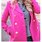 J.Crew  Majesty Peacoat Fuchsia Hot Pink Stadium Cloth Double Breasted Coat Sz 2 Photo 9