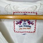 Johnny Was Ivory Embroidered V-Neck Cinch Waist Cotton Mini Dress Size Medium Photo 6