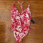 NWT Pink Floral Side Cinch Racer Back Medium Coverage One Piece Swimsuit Size XL Photo 13