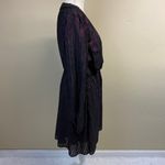 Modcloth Your Time To Shine Metallic Purple V-Neck Fit And Flare Dress Size L Photo 2