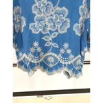 Solitaire Embroidered Floral Sky Blue Intricate Flowy Boho Garden Party Spring Blouse M Photo 6