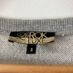 Y2K LaROK Womens Metal Studs Balloon Sleeve Sweatshirt Dress S Retro Skater Gray Photo 4