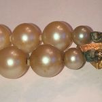 Vintage Pale Pink Faux Pearl Gold Tone Rhinestone Clasp Double Strand Necklace Photo 7