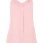 Topshop New  Ruffle Romper FRILLCAMISOLE PLAYSUIT Button Front Pink Womens Size L Photo 2