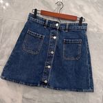 Anthropologie ASOS Monki denim button through mini skirt in mid-blue wash 38 /6 Photo 4