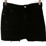 ZARA  Size‎ XS Black Raw Hem Denim Jean Mini Skirt Photo 0