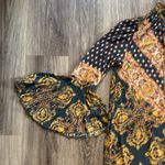 Free People  Bell Sleeves Tunic with Mandarin Collar Magic Mystery Printed M Photo 6