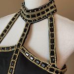 Jasz Couture  | Black Beaded Halter Cutout Gown Sz 10 Photo 6