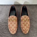 Gucci  Jordaan GG Monogram Canvas Horsebit Loafers Beige Brown Flats Size EU 36.5 Photo 2
