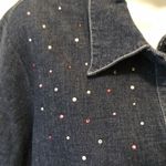 Quacker Factory Anchors Away Woven Shirt Sz. XL Denim Blue Cotton Stretch Photo 5