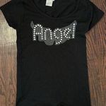 Y2K Angel Rhinestone Black T Shirt Size Small Photo 0