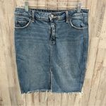Old Navy  High Rise Raw Hem Pencil Denim Midi Skirt 10 Modest Front Slit Photo 0