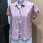 Lucky Brand  pink striped button up short sleeve shirt Photo 1