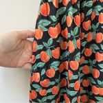 Modcloth  Black Orange Fruit Peach Print Swing Retro Dress L Photo 3