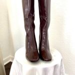 90s Style Elegant Square Toe Mocha Dark Brown Knee High Heel Boots US 6 Photo 3